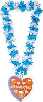 Bloemenkrans/hawaiikrans Oktoberfest blauw/wit - Bierfeest verkleed accessoires - Feestartikelen bloemenkransen