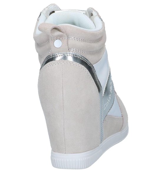 Calvin Klein - Beth - Sneaker met sleehak - Dames - Maat 38 - Wit - WSI  -White/Silver | bol.com