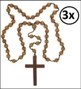 3x Luxe kruis met kralen ketting