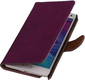 Washed Leer Bookstyle Wallet Case Hoesjes voor Galaxy Note 2 N7100 Paars