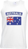 Singlet shirt/ tanktop Australische vlag wit heren L