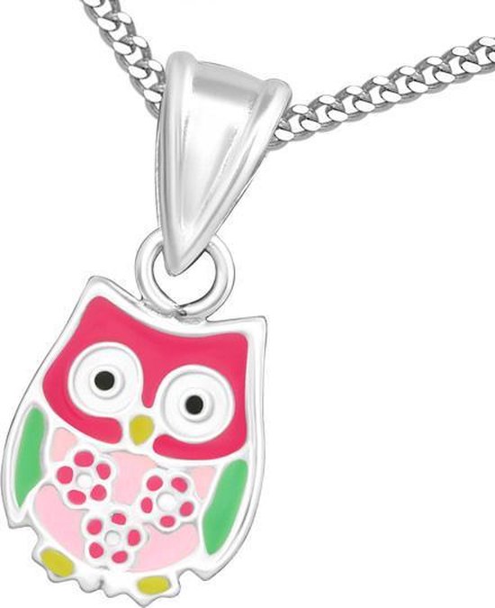 Amanto Kids Ketting Cheano - 925 Zilver E-Coating - Uil - 8x9mm - 38cm