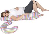 Voedingskussen - Zwangerschapskussen - set - 100% katoen - 235 cm - wit met kleurrijk stipjespatroon