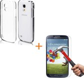 Tranparante Silicone hoesje Samsung Galaxy S4 Mini zwart met tempered glas screenprotector