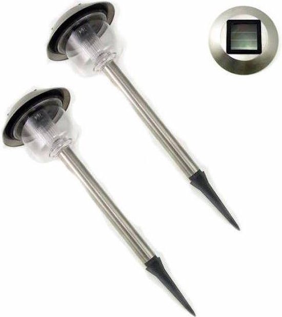 Solar LED Tuinlampen RVS (2 stuks)Outdoor Lights