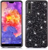 Samsung Galaxy A7 2018 Glitter Backcover Hoesje Zwart