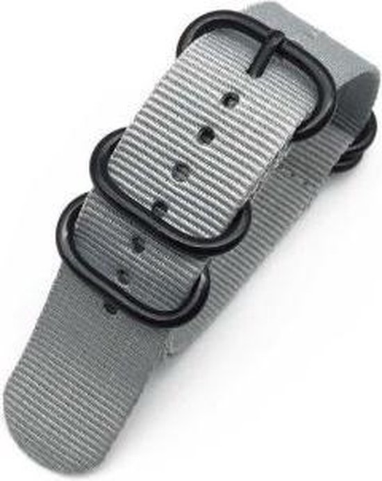 bol.com | Premium - Zulu Nato strap 24mm - Horlogeband Grijs + luxe pouch