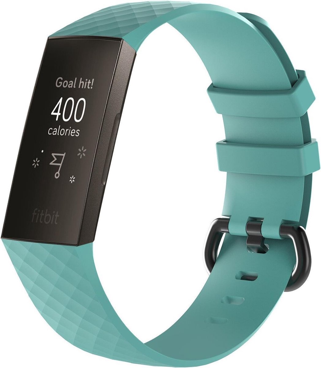 KELERINO. Siliconen bandje voor Fitbit Charge 3 Turquoise - Large