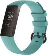 KELERINO. Siliconen bandje geschikt voor Fitbit Charge 3 / Charge 4 Turquoise - Large
