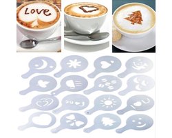 Cappuccino sjabloon - Herbruikbaar Barista Set - Cacao Sjablonen - 16 stuks