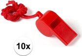 10 morceaux de sifflets de sport rouges sur une corde