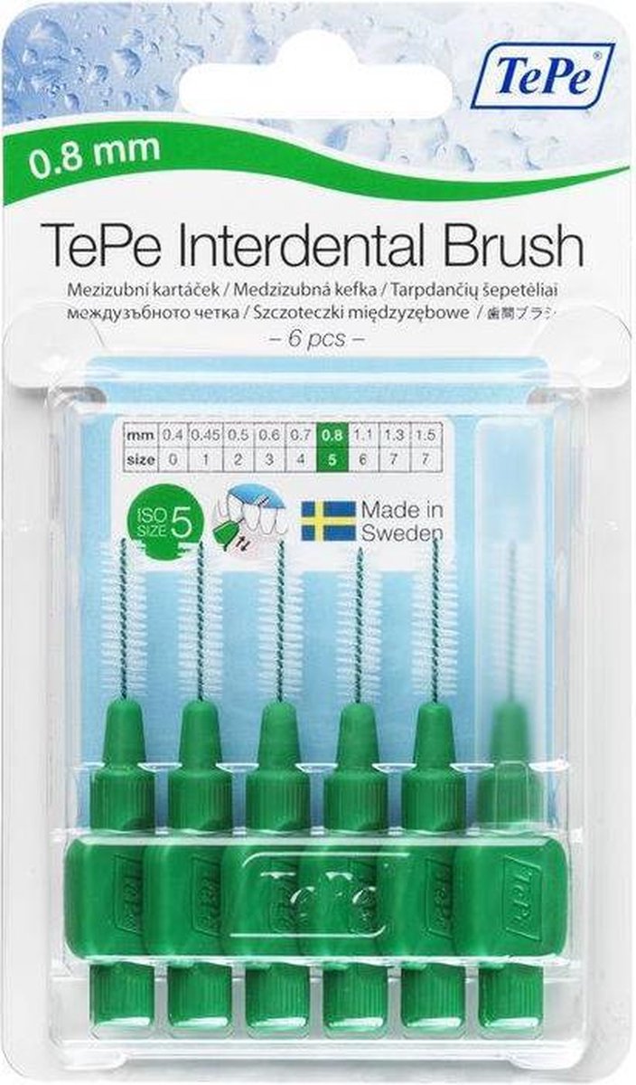 Tepe Interdentale Rager Origineel-0.8 Mm, Groen (Blister 6 Stuks) - 3 Stuks - Voordeelverpakking