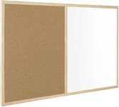 Kurk24 prikbord WHITEBOARD / MAGNEETBORD/ MEMOBORD - houten lijst - 60 x 90 cm - combinatiebord