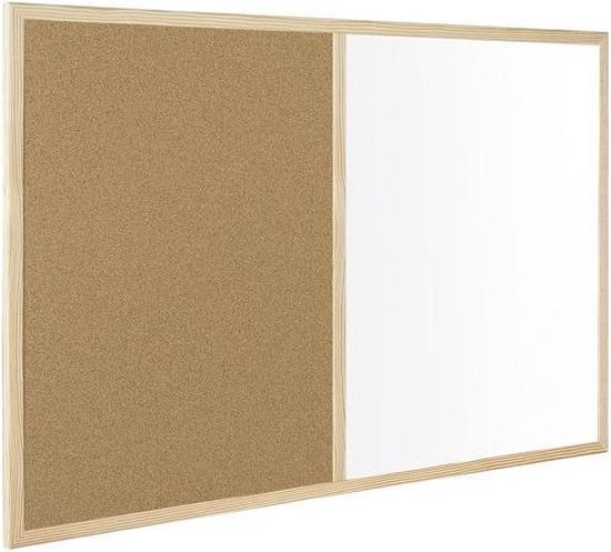 Kurk24 prikbord WHITEBOARD / MAGNEETBORD/ MEMOBORD - houten lijst - 60 x 90 cm - combinatiebord - Kurk24