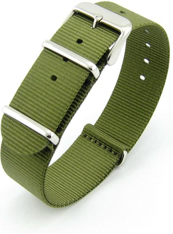 Premium Olive Green Nato strap 24mm - Horlogeband Olijf Groen