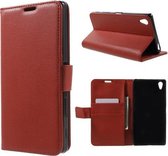 Litchi Cover wallet case hoesje Sony Xperia Z5 Premium rood