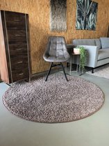 Hoogpolig Rond Vloerkleed Shaggy Collection Ø80 - Taupe