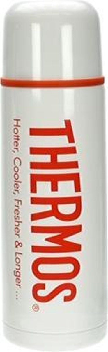 THERMOS CLASSIQUE ISOLEERFLES 0.35L WIT MET ROOD LOGO