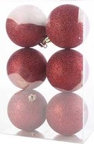 Cosy&Trendy Kerstballen Ø 8 cm - Rood glitter - Set-6