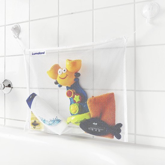 Me Schotel Schaar Lumaland - Badspeelgoed tas - Speelgoed houder voor aan de badwand -  zuignappen - 45x35cm | bol.com