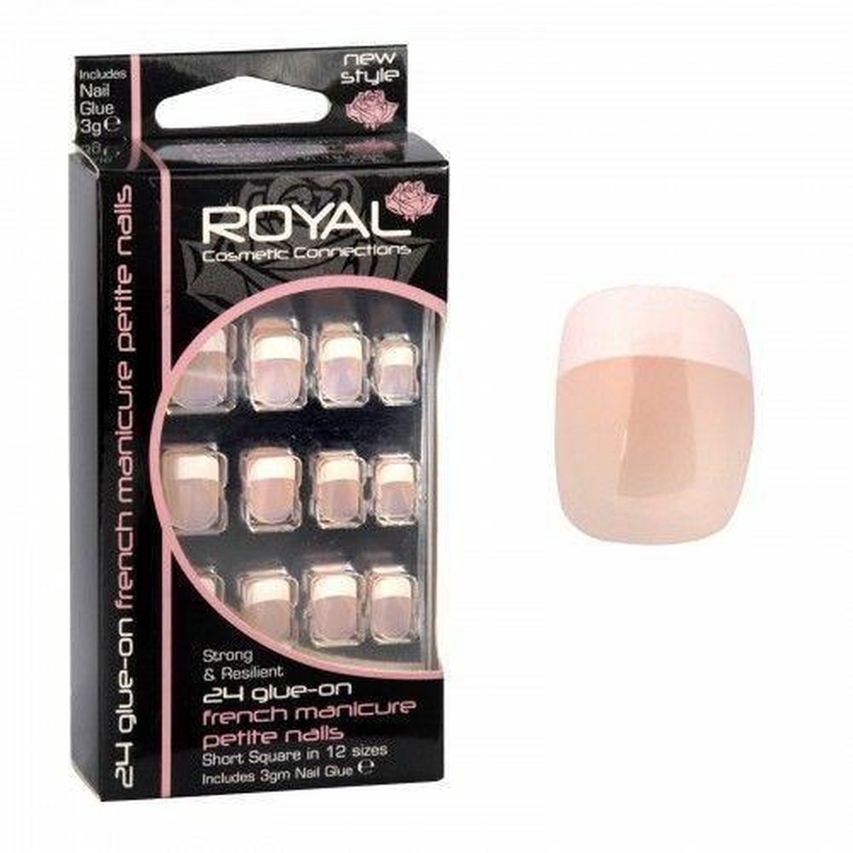 Royal 24 French Manicure Glue-On Petite Nails (met nagellijm)