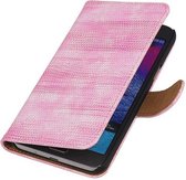 Lizard Bookstyle Wallet Case Hoesjes voor Galaxy Grand MAX G720 Roze