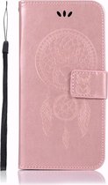 Shop4 - Huawei P20 Lite Hoesje - Wallet Case Dromenvanger Uil Rosé Goud