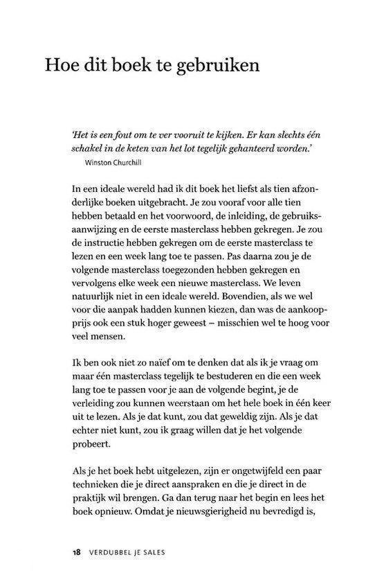 Tekstpagina met de titel 'Hoe dit boek te gebruiken' en een citaat van Winston Churchill.