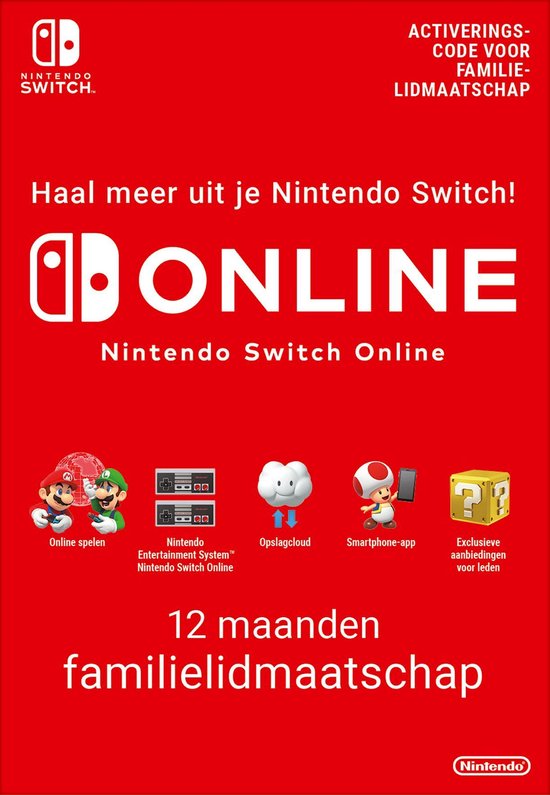12 Maanden Online Familie Lidmaatschap - Nintendo Switch Download