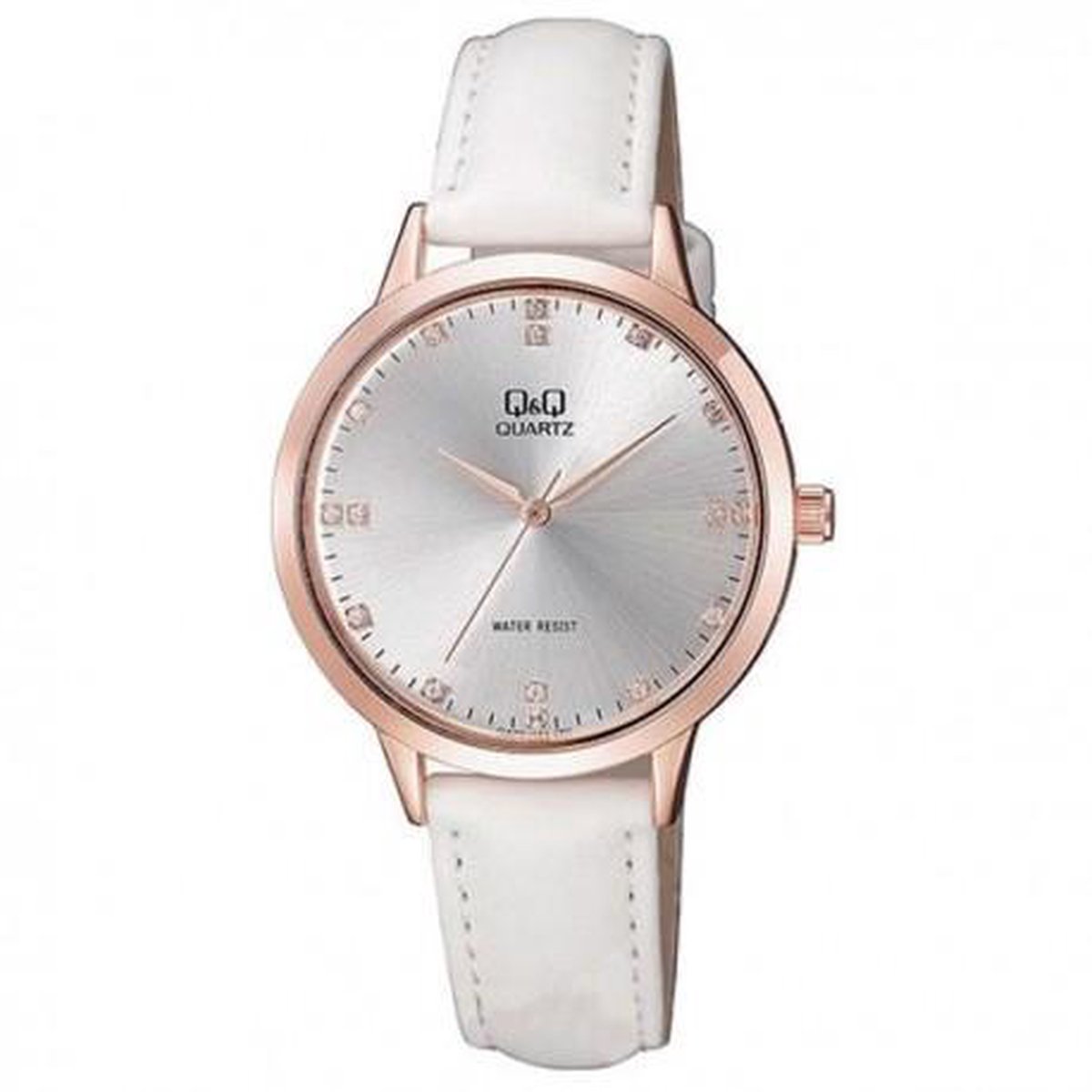 QQ dames horloge rosé-wit QA09J101