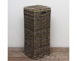Hoge - Wasmand - Smal - Grey - Rotan - Riet - 31x31xH70cm