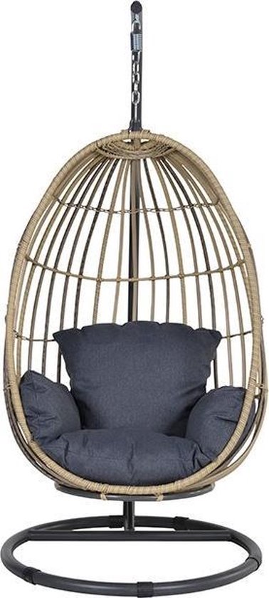 keten Serena Uitrusting Garden Impressions - Panama hangstoel swing egg - rotan - donker grijs  kussen | bol.com