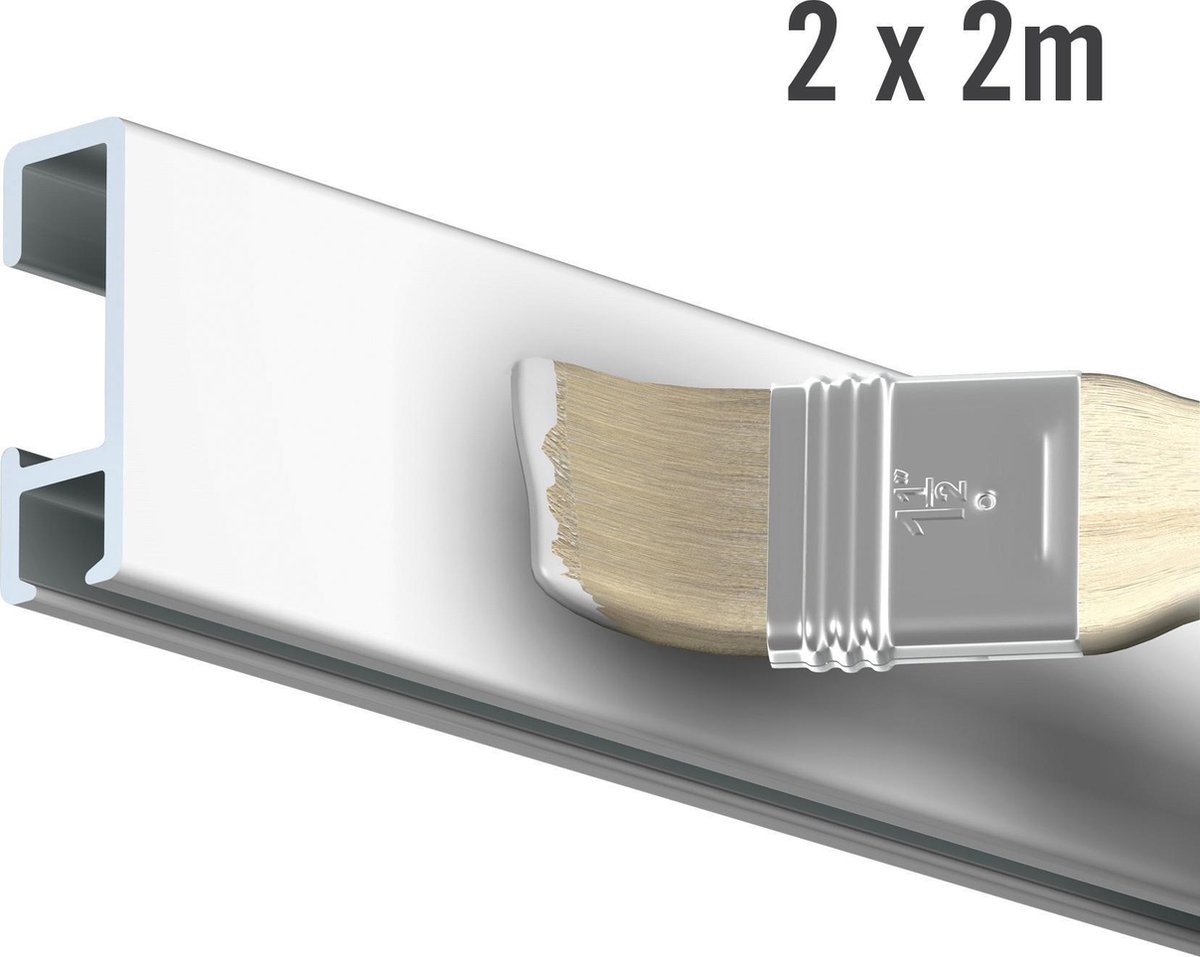 Artiteq Schilderij Ophangsysteem 4 meter All-in-one Click Rail 4kg / Wit Primer RAL 9016