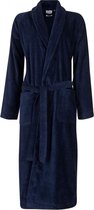 Unisex badjas marineblauw - velours katoen - blauwe badjas sauna sjaalkraag - maat 3XL