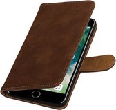 Bruin Hout booktype wallet cover cover voor Apple iPhone 7 Plus