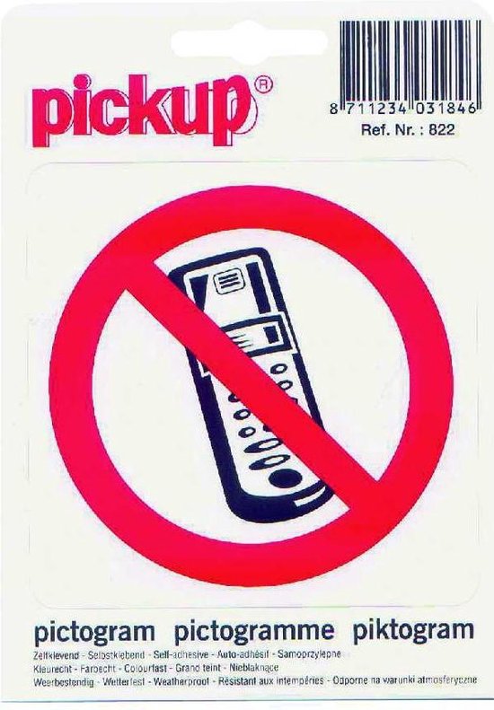 Pictogramme de téléphone portable interdit de Pick-Up - 100 x 100 mm | bol