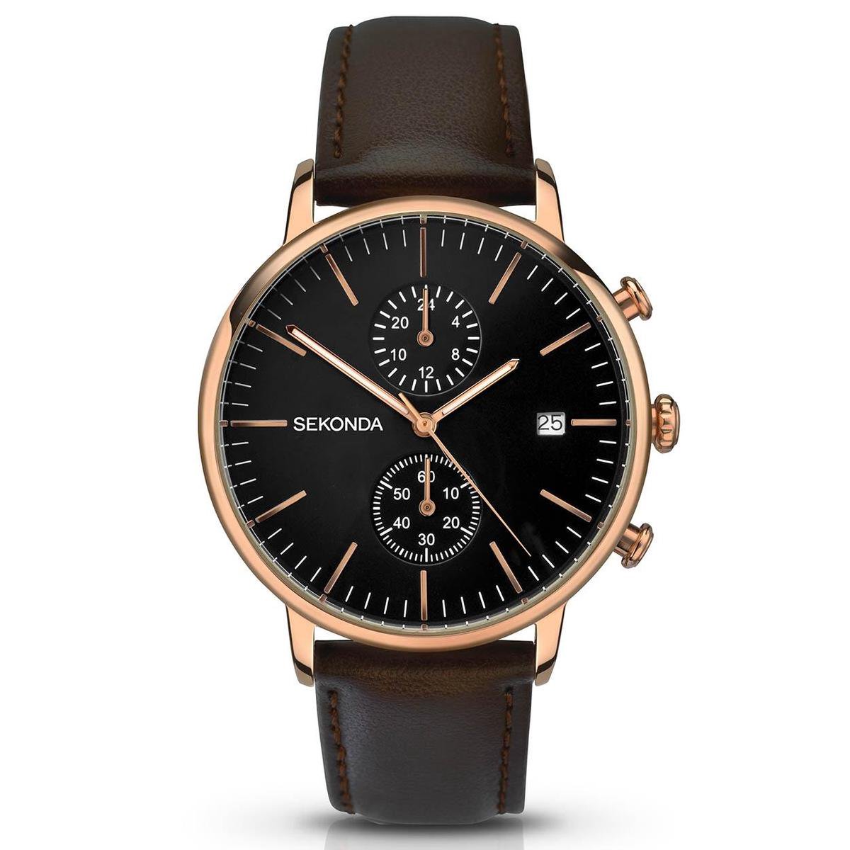 Sekonda Herenhorloge SEK.1380 Lederen band Rose goud