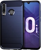 Luxe Huawei Honor 10i 2019 Hoesje – Navy Blue - Donkerblauw – Geborsteld TPU Carbon Fiber Case – Shockproof Cover