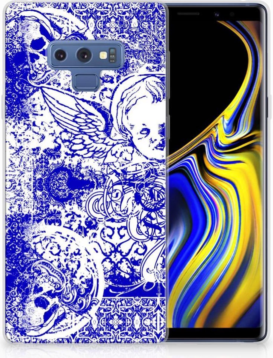 Silicone Back Case Samsung Galaxy Note 9 Angel Skull Blauw