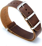 PU Leather Nato Strap - Brown 20mm - PU Leren Horlogeband Bruin + luxe pouch