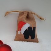 Jute kerst zakje - letter W