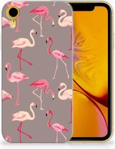 Geschikt voor iPhone XR Silicone Back Cover Flamingo