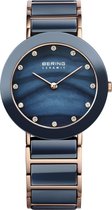 BERING Ceramic 11435-767 - Horloge - Staal | Keramiek - Rosékleurig | Blauw - Ø 35 mm