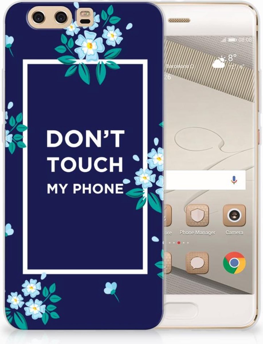 Huawei P10 Plus Silicone-hoesje Flowers Blue DTMP