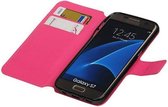 Mobieletelefoonhoesje.nl - Samsung Galaxy S7 Hoesje Cross Pattern TPU Bookstyle Roze