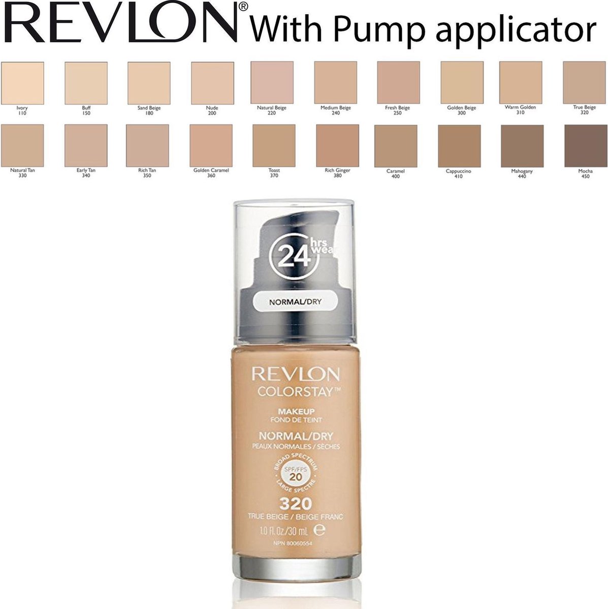 Revlon Colorstay Foundation With Pump Normal/Dry Skin No. 320 True