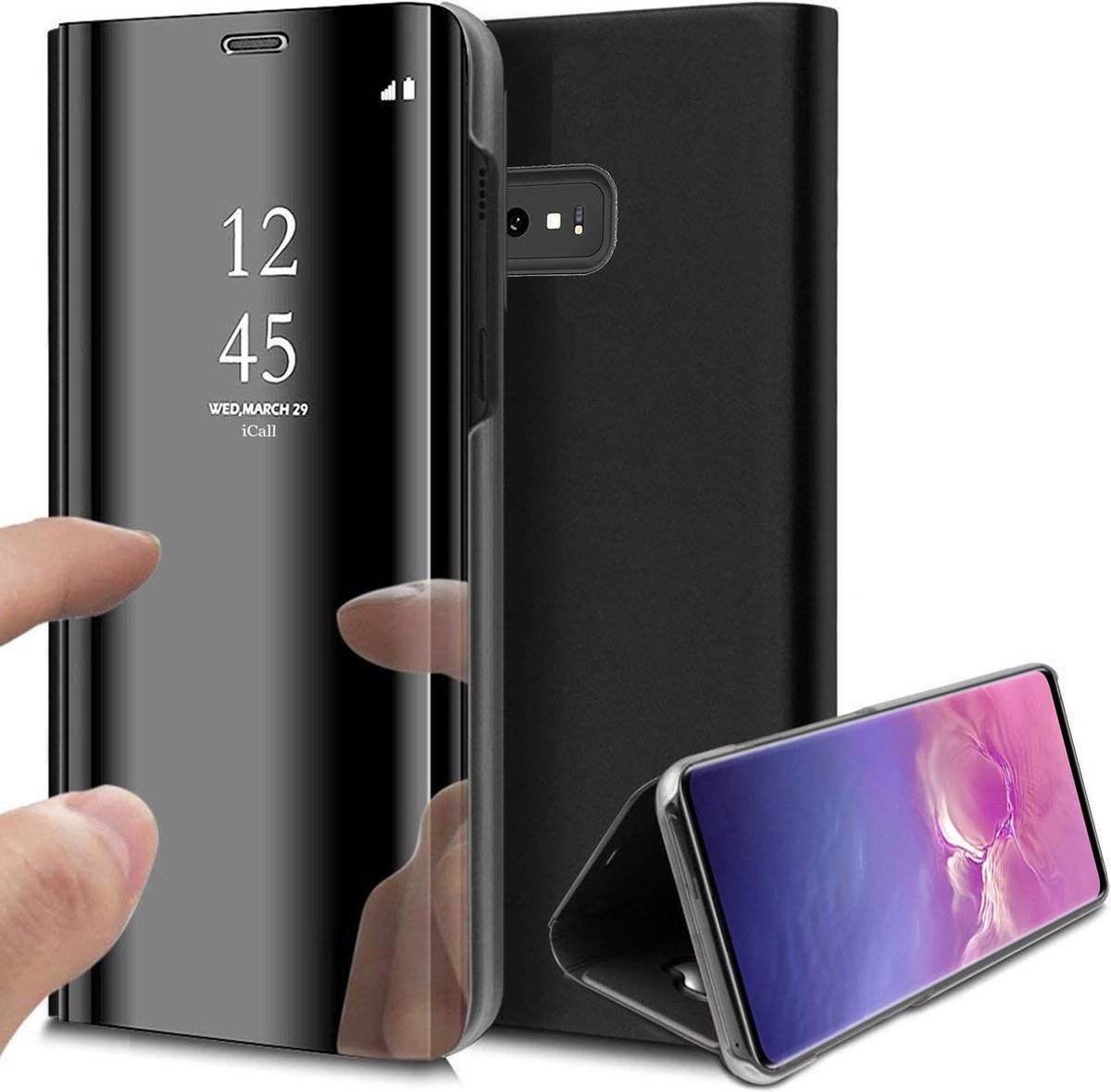Hoesje geschikt voor Samsung Galaxy S10e - Book Case Spiegel Zwart