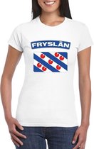T-shirt met Friese vlag wit dames M