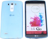 LG G3 D855, 0.35mm Ultra Thin Matte Soft Back Skin case Transparant Blauw Blue