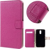 Grain lederlook cover wallet case hoesje Motorola Moto G 4de generatie roze